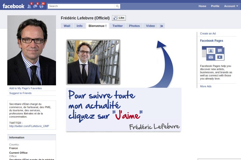 Frederic Lefebvre Facebook