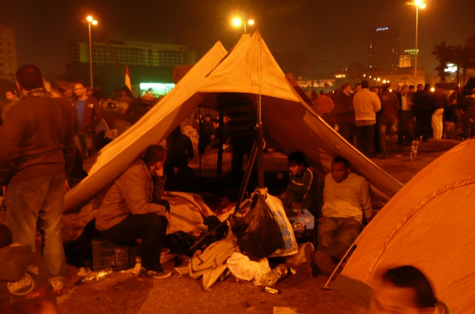 Des manifestants sur la place Tharir