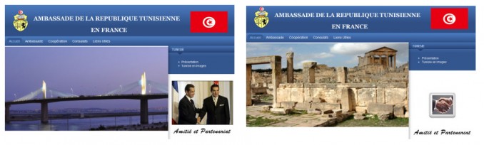 Le site de l'ambassade de Tunisie caviardé